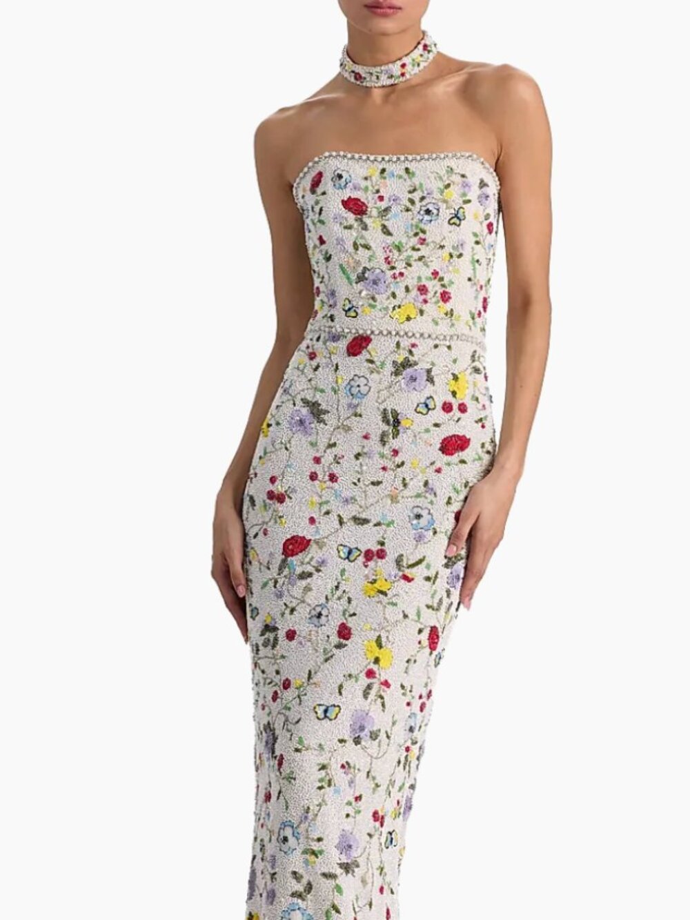 Georgie Embellished Strapless Beaded Gown & Collar by Alice & Olivia - Picture 3 of 8